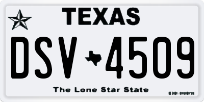 TX license plate DSV4509
