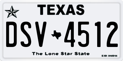 TX license plate DSV4512