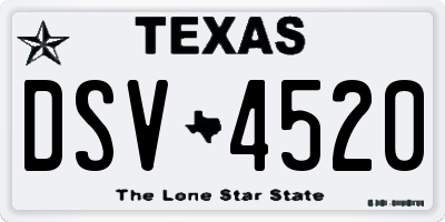 TX license plate DSV4520