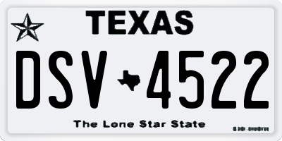 TX license plate DSV4522