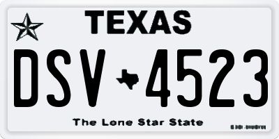 TX license plate DSV4523