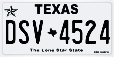 TX license plate DSV4524
