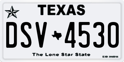 TX license plate DSV4530