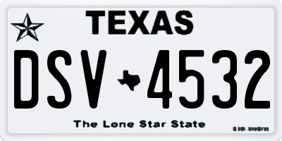 TX license plate DSV4532