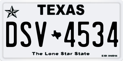 TX license plate DSV4534