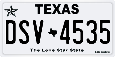 TX license plate DSV4535