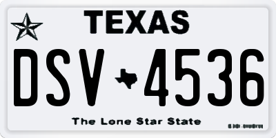 TX license plate DSV4536