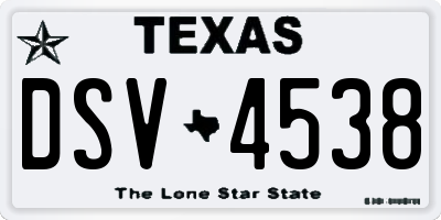 TX license plate DSV4538