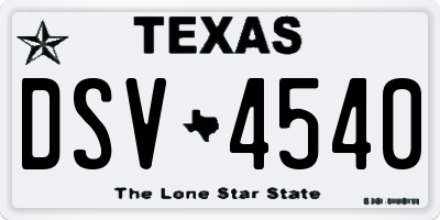 TX license plate DSV4540