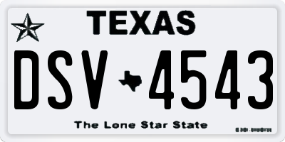 TX license plate DSV4543