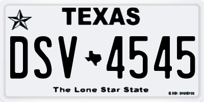 TX license plate DSV4545