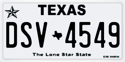 TX license plate DSV4549