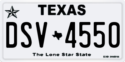TX license plate DSV4550