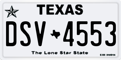 TX license plate DSV4553
