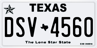 TX license plate DSV4560