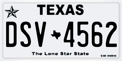 TX license plate DSV4562
