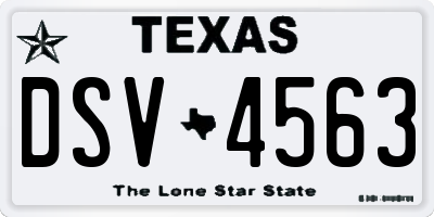 TX license plate DSV4563