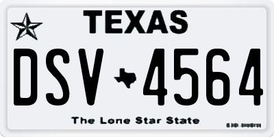 TX license plate DSV4564