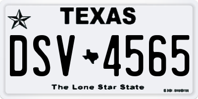 TX license plate DSV4565