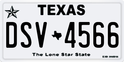TX license plate DSV4566