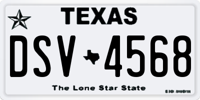 TX license plate DSV4568