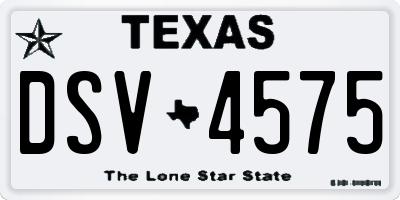 TX license plate DSV4575