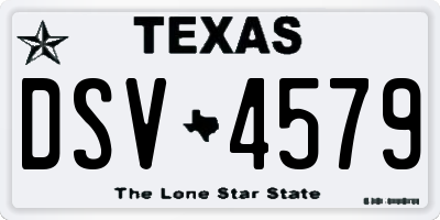 TX license plate DSV4579