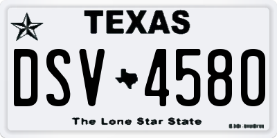 TX license plate DSV4580