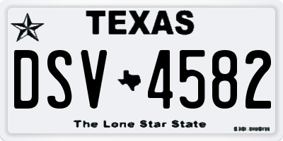 TX license plate DSV4582