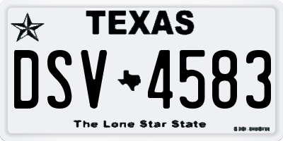 TX license plate DSV4583