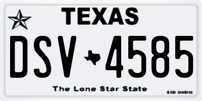 TX license plate DSV4585