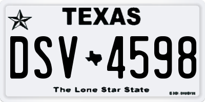 TX license plate DSV4598