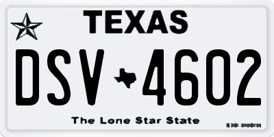 TX license plate DSV4602