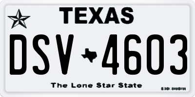 TX license plate DSV4603