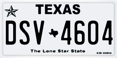 TX license plate DSV4604