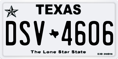 TX license plate DSV4606