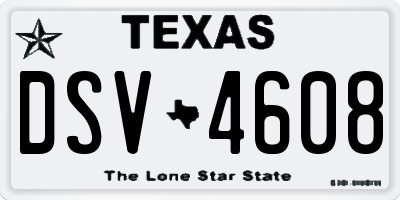 TX license plate DSV4608