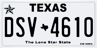TX license plate DSV4610