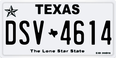 TX license plate DSV4614