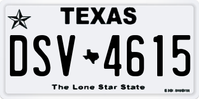 TX license plate DSV4615