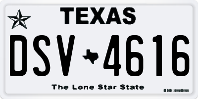 TX license plate DSV4616