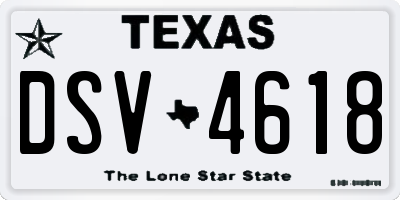 TX license plate DSV4618