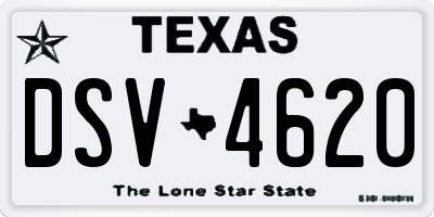 TX license plate DSV4620