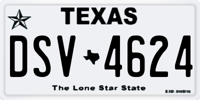 TX license plate DSV4624