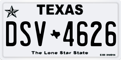 TX license plate DSV4626