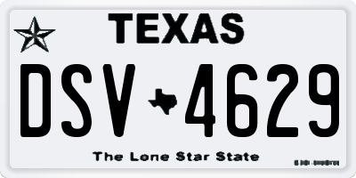 TX license plate DSV4629