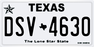 TX license plate DSV4630