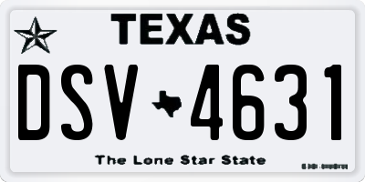TX license plate DSV4631