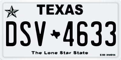 TX license plate DSV4633