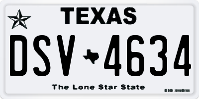 TX license plate DSV4634